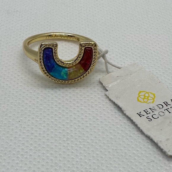 NWT! 🌈Kendra Scott Rainbow Gold Band Ring in Primary Mix🌈 - Picture 6 of 7